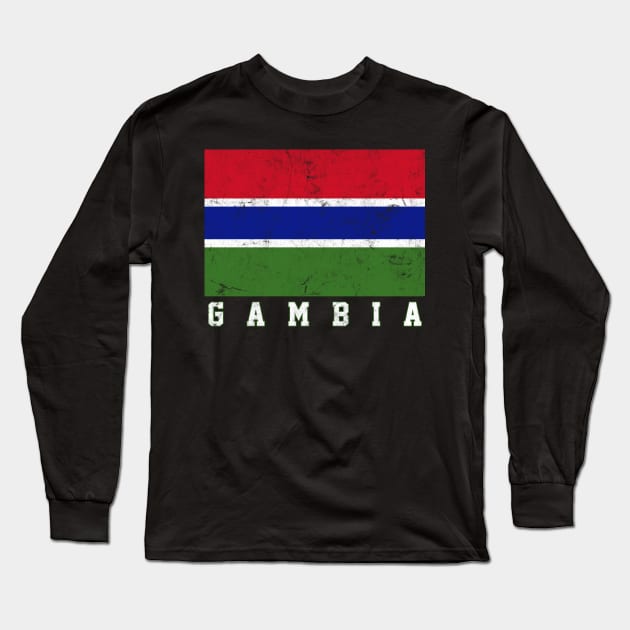 Gambia / Faded Vintage Style Flag Design Long Sleeve T-Shirt by DankFutura